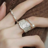 Justerbare Ringe – 925 Sterling Sølv, Inkl. Ferskvandsperle (2 Stk) - Uniq Perler - 114678