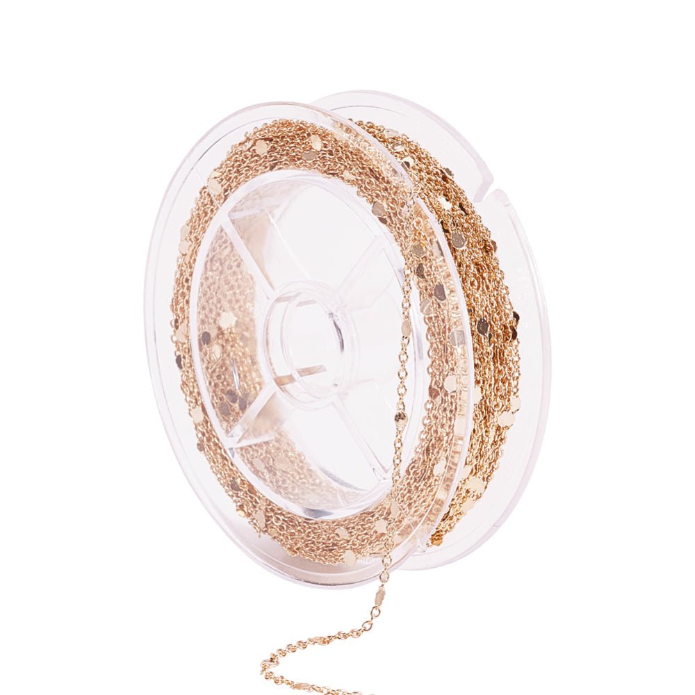 Kæde med Flade Runde Led – 18K Forgyldt (1,5x1x0,3mm) 1m - Uniq Perler - 