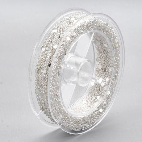 Kæde med Flade Runde Led – Forsølvet (1,5x1x0,3mm) 1m - Uniq Perler - 