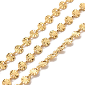 Kette mit Muster in wasserdichtem Edelstahl – Gold (4x6mm, Meter) - Uniq Perler - 116183