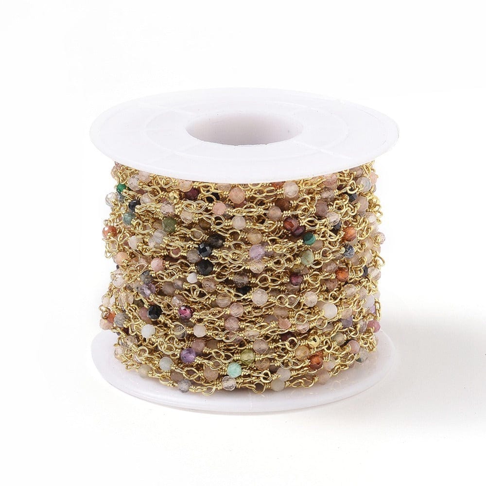 Kæde Med Natursten – Forgyldt, 1m - Uniq Perler - 115055