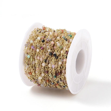 Kæde Med Natursten – Forgyldt, 1m - Uniq Perler - 115055