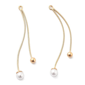 Kette Anhänger Mit 2x Perlen – 18K Vergoldet (53mm) - Uniq Perler - 115479