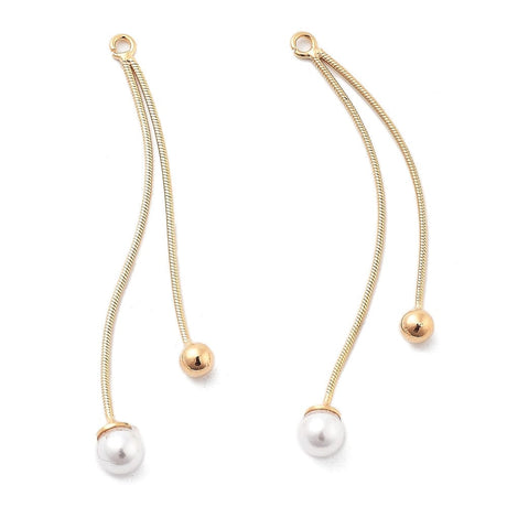 Kæde Vedhæng Med 2x Perler – 18K Forgyldt (53mm) - Uniq Perler - 115479