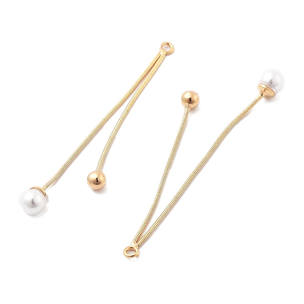 Kæde Vedhæng Med 2x Perler – 18K Forgyldt (53mm) - Uniq Perler - 115479