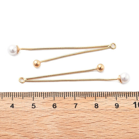 Kæde Vedhæng Med 2x Perler – 18K Forgyldt (53mm) - Uniq Perler - 115479