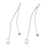 Kæde Vedhæng Med 2x Perler –Platinfarvet (53mm) - Uniq Perler - 115480