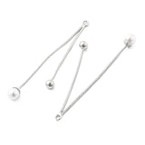 Kæde Vedhæng Med 2x Perler –Platinfarvet (53mm) - Uniq Perler - 115480