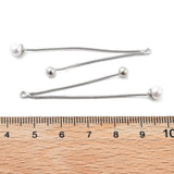 Kæde Vedhæng Med 2x Perler –Platinfarvet (53mm) - Uniq Perler - 115480