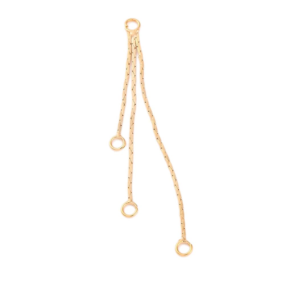 Kæde Vedhæng Med 3 Øjer, 18K Forgyldt, (57x7mm), 2 stk. - Uniq Perler - 114749