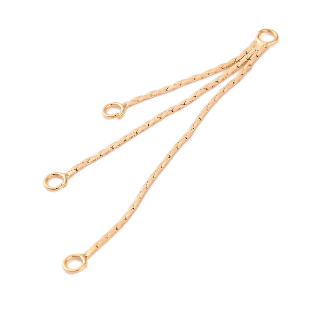 Kæde Vedhæng Med 3 Øjer, 18K Forgyldt, (57x7mm), 2 stk. - Uniq Perler - 114749