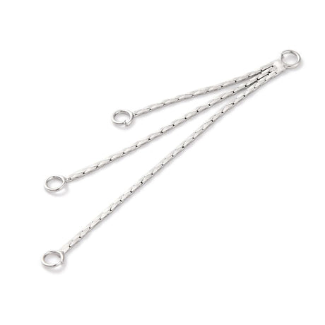 Kæde Vedhæng Med 3 Øjer, Platin Farvet, 57x7mm, (2 stk.) - Uniq Perler - 114748