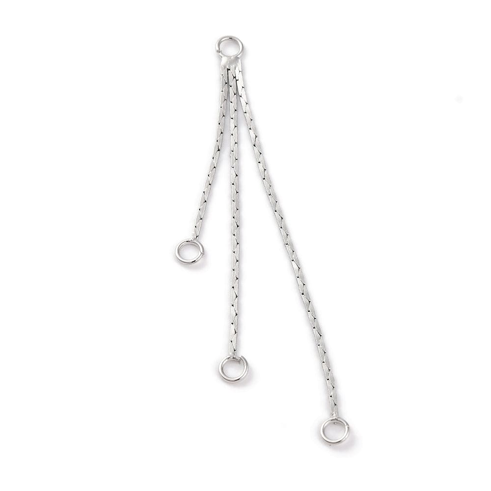 Kæde Vedhæng Med 3 Øjer, Platin Farvet, 57x7mm, (2 stk.) - Uniq Perler - 114748