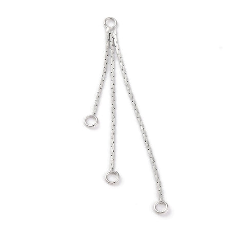 Kæde Vedhæng Med 3 Øjer, Platin Farvet, 57x7mm, (2 stk.) - Uniq Perler - 114748