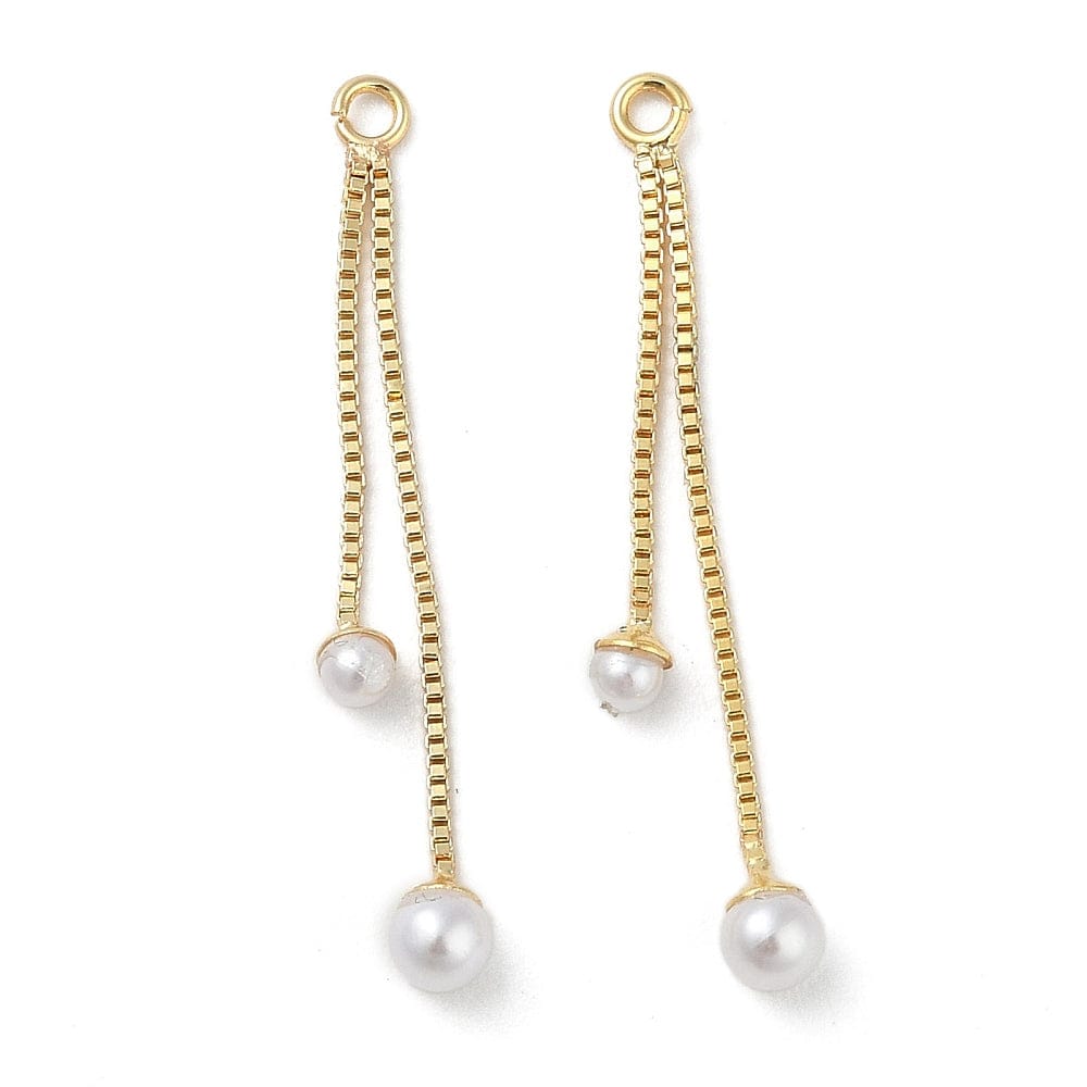 Kæde Vedhæng Med Hvide Perler – 18K Forgyldt (35x5x4mm) - Uniq Perler - 114214