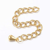 Kædeforlænger Med Dråbe, Forgyldt Stål, 63mm, 5 Stk - Uniq Perler - 0001489310