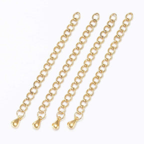 Chain Extender With Drop, Gold-plated Steel, 63mm, 5 Pcs - Uniq Perler - 0001489310