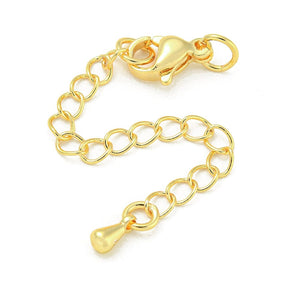 Chain Extender With Drop & Lobster Clasp – Gold-plated Brass (71mm), 4 pcs. - Uniq Perler - 113587