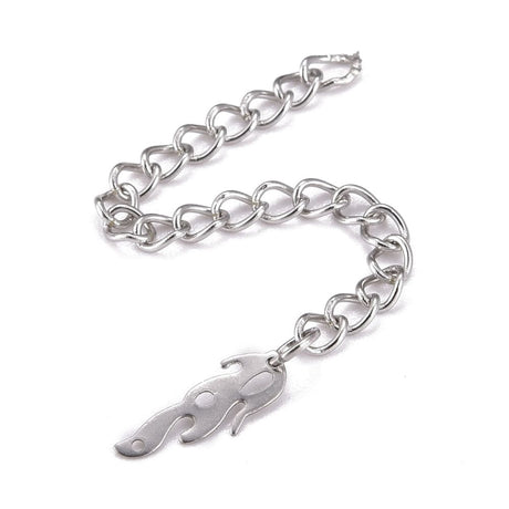 Kædeforlænger Med Fjer – Stål (65–69mm, 5 Stk) - Uniq Perler - 114803