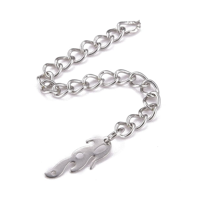 Kædeforlænger Med Fjer – Stål (65–69mm, 5 Stk) - Uniq Perler - 114803