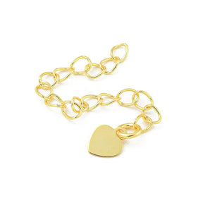 Chain Extender With Heart – Gold-plated Brass (56mm, 4 Pcs) - Uniq Perler - 113589