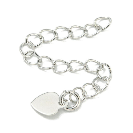 Kædeforlænger Med Hjerte – Langtidsholdbar Platinbelægning (56mm, 4 Stk) - Uniq Perler - 113588