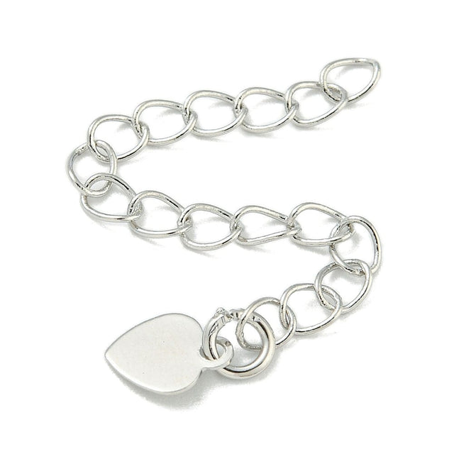 Kædeforlænger Med Hjerte – Langtidsholdbar Platinbelægning (56mm, 4 Stk) - Uniq Perler - 113588