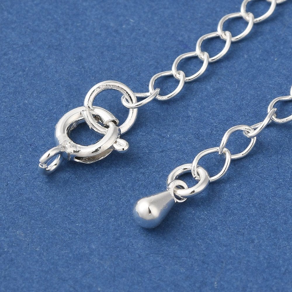 Kædeforlænger Med Springlås – Langtidsholdbar Forsølvet Messing (65mm), 2 stk. - Uniq Perler - 115496