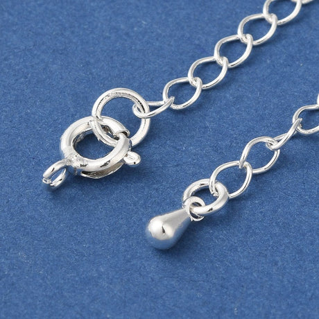 Kædeforlænger Med Springlås – Langtidsholdbar Forsølvet Messing (65mm), 2 stk. - Uniq Perler - 115496