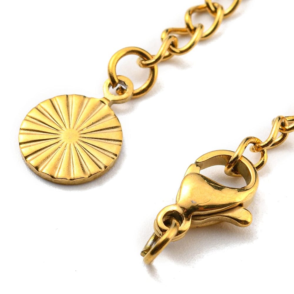 Kædeforlænger Med Vedhæng Inkl. Karabin Lås, Forgyldt Stål, (4 Stk) - Uniq Perler - 1111490379