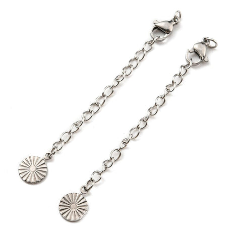 Kædeforlænger Med Vedhæng Inkl. Karabin Lås, Stål, (4 Stk) - Uniq Perler - 1111490380