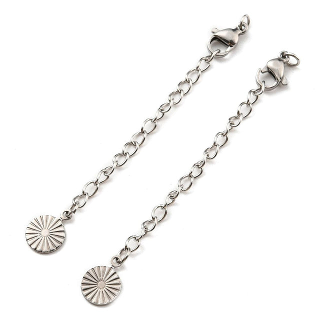 Kædeforlænger Med Vedhæng Inkl. Karabin Lås, Stål, (4 Stk) - Uniq Perler - 1111490380