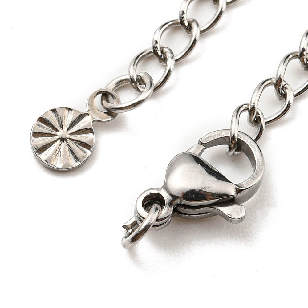 Kædeforlænger Med Vedhæng Inkl. Karabin Lås, Stål, (4 Stk) - Uniq Perler - 117459