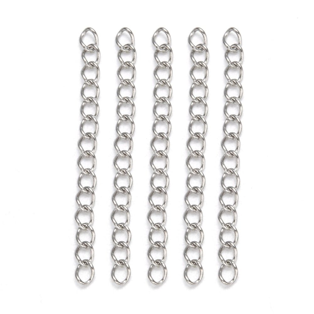 Kædeforlænger - Vandfast Stål (40x3mm) 50 Stk - Uniq Perler - 