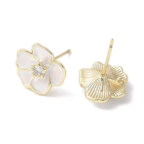 Kamelia Blomster Ørestikkere, Langtidsholdbar Forgyldt, (12x11mm) - Uniq Perler - 225198