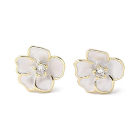 Camelia Flowers Ear studs, Long-Lasting Gold Plated, (12x11mm) - Uniq Perler - 225198