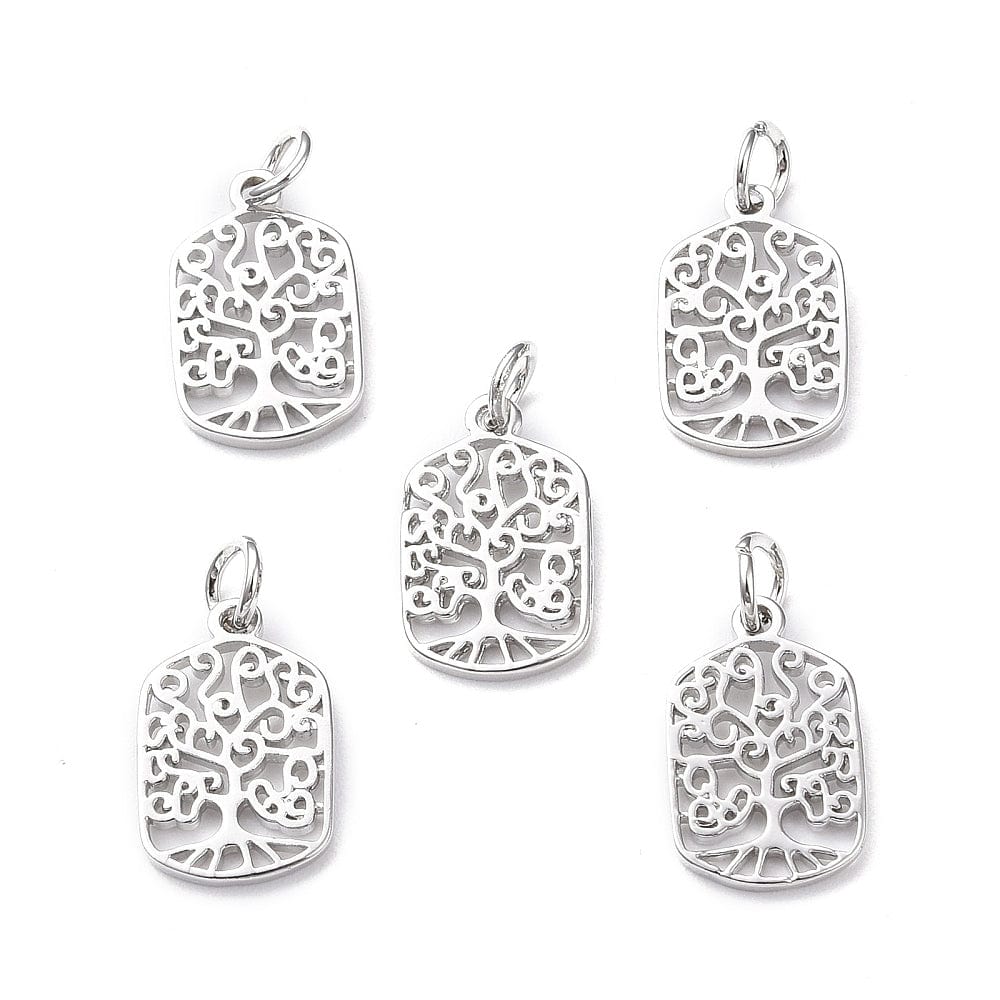 Kantet Charms Med Livets Træ, 4 Stk. - Uniq Perler - 0000014889394