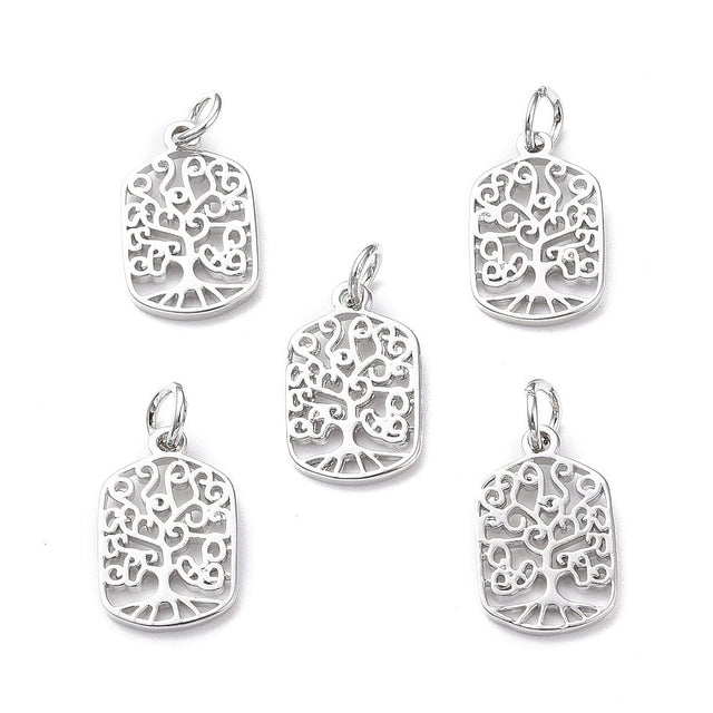 Kantet Charms Med Livets Træ, 4 Stk. - Uniq Perler - 0000014889394