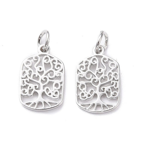 Kantet Charms Med Livets Træ, 4 Stk. - Uniq Perler - 0000014889394