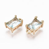 Kantet Glas Vedhæng, Lys Blå, Langtidsholdbar Forgyldt, 10x6x4,5mm, (2 stk) - Uniq Perler - 112228