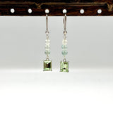 Kantet Glas Vedhæng, Lys Grøn, Platin Farvet, (10x17x4mm) - Uniq Perler - 114739