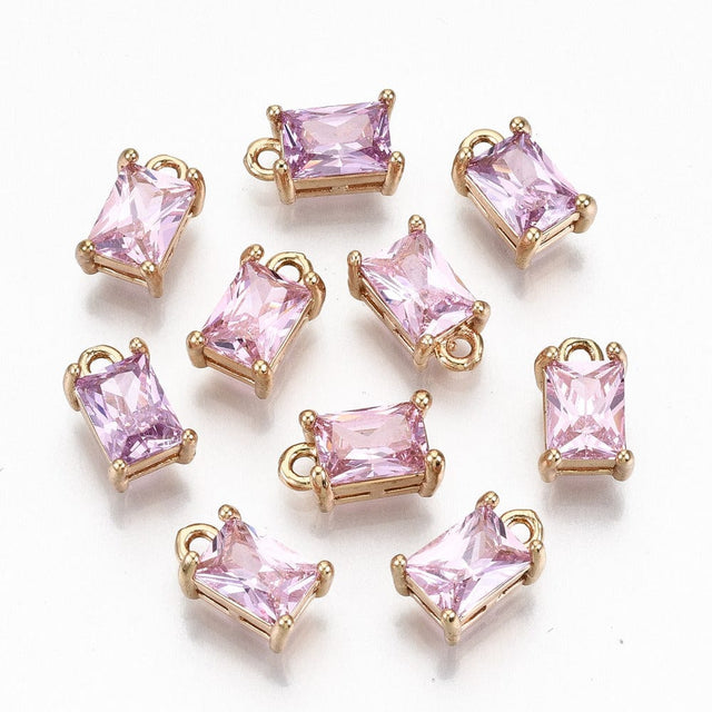 Kantet Glas Vedhæng, Rosa, 10x6x4,5mm, 2 stk - Uniq Perler - 112229