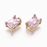 Kantet Glas Vedhæng, Rosa, 10x6x4,5mm, 2 stk - Uniq Perler - 112229