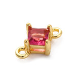 Kantet Mellemled Med Cerise Zirkonia Sten, Langtidsholdbar Forgyldt, (10,5x7mm, 2 stk.) - Uniq Perler - 750272