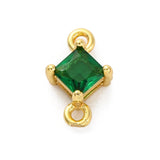 Kantet Mellemled Med Grøn Zirkonia Sten, Langtidsholdbar Forgyldt, (10,5x7mm) 2 stk. - Uniq Perler - 954290