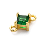 Kantet Mellemled Med Grøn Zirkonia Sten, Langtidsholdbar Forgyldt, (10,5x7mm) 2 stk. - Uniq Perler - 954290