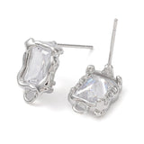 Kantet Ørestikkere Med Klar Glas, Platin Belagt, 13,5x9mm - Uniq Perler - 114169