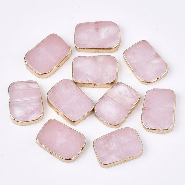 Kantet Rosakvarts Perler, (14x18mm) - Uniq Perler - 112881