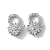 Karabin Lås Med Zirkonia & Blomst – Langtidsholdbar Platin Farvet (13x20mm) - Uniq Perler - 114951