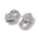 Karabin Lås Med Zirkonia & Blomst – Langtidsholdbar Platin Farvet (13x20mm) - Uniq Perler - 114951